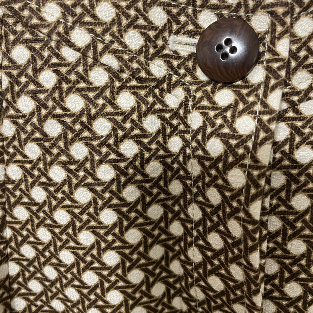 Talbots Women's Size‎ 16 Brown White Cane Webbing Print 3/4 Sleeve Blazer Jacket - Picture 3 of 4